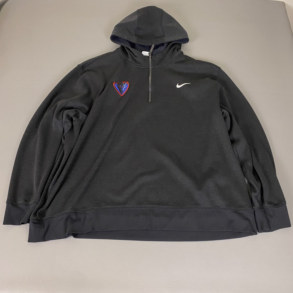Depaul Blue Demon Nike Hoodie Mens 3XL Black 1/4 Zip Embroidered Swoosh Pullover